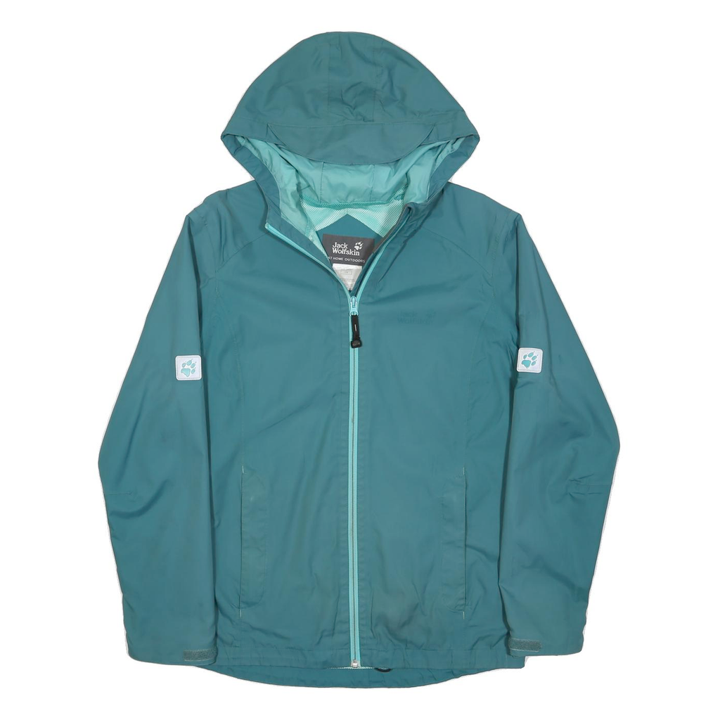 JACK WOLFSKIN Girls Blue Outdoor Jacket XL Polyamide Plain Hooded Zip