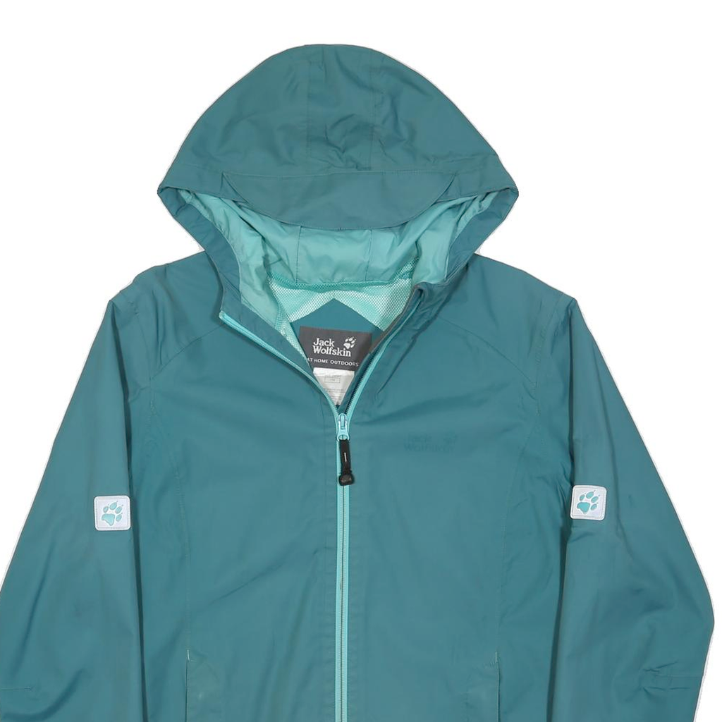 JACK WOLFSKIN Girls Blue Outdoor Jacket XL Polyamide Plain Hooded Zip
