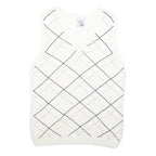 IZOD Womens White Sleeveless Patterned V Neck Basic Knit Jumper L Cotton