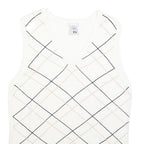 IZOD Womens White Sleeveless Patterned V Neck Basic Knit Jumper L Cotton