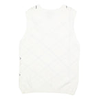 IZOD Womens White Sleeveless Patterned V Neck Basic Knit Jumper L Cotton