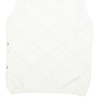 IZOD Womens White Sleeveless Patterned V Neck Basic Knit Jumper L Cotton