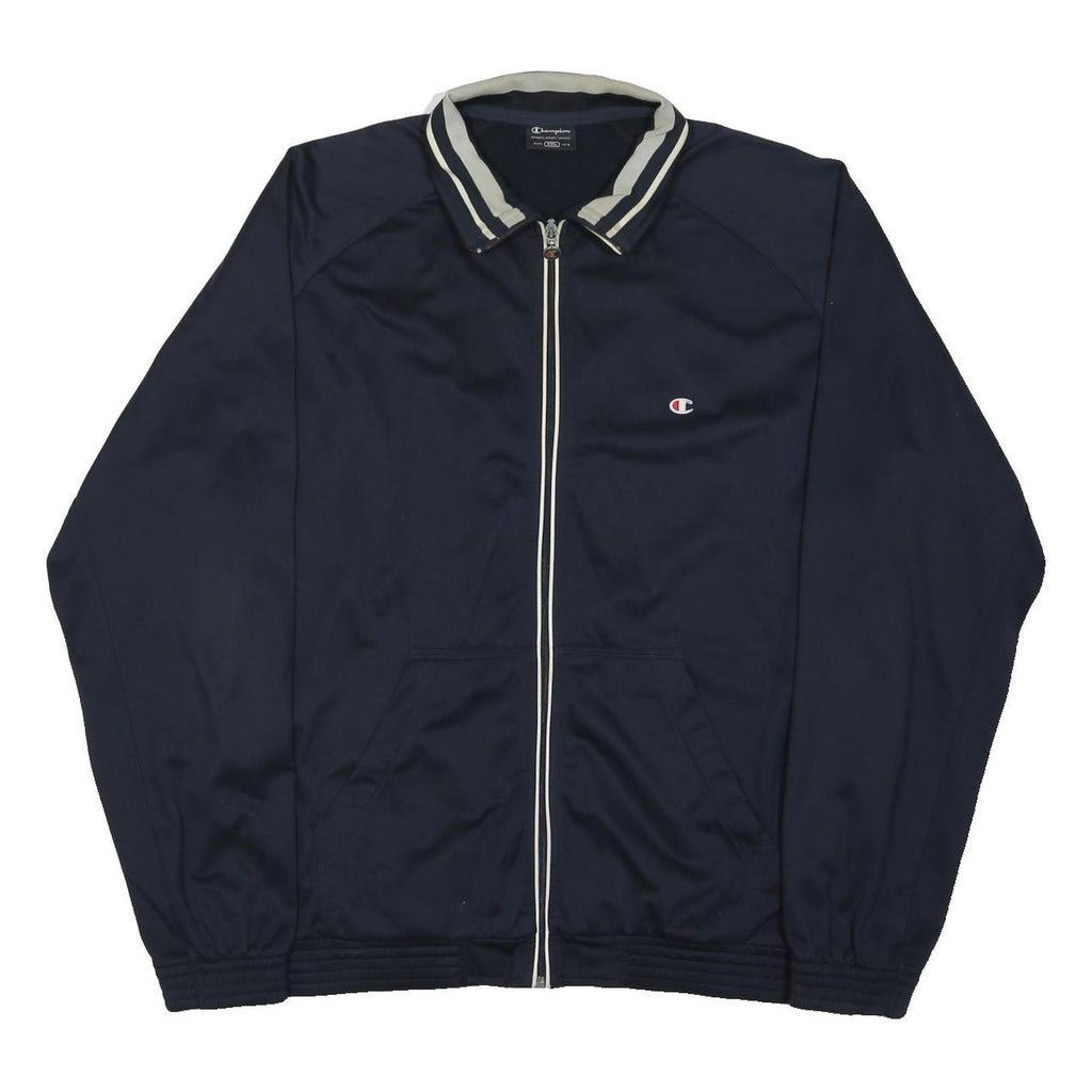 CHAMPION Mens Navy Blue Zip Jacket 2XL Polyester Blend Plain Sportswear Casual