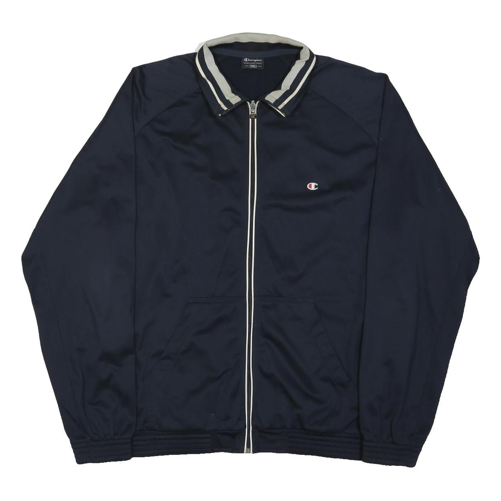 CHAMPION Mens Navy Blue Zip Jacket 2XL Polyester Blend Plain Sportswear Casual