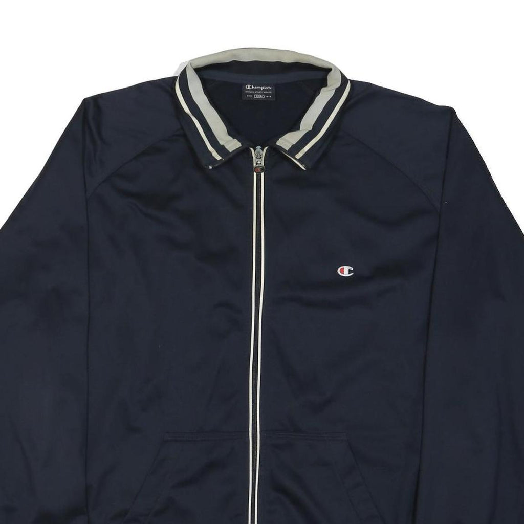 CHAMPION Mens Navy Blue Zip Jacket 2XL Polyester Blend Plain Sportswear Casual