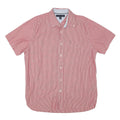 TOMMY HILFIGER Mens Red & White Striped Shirt M Casual Button Down Cotton Blend