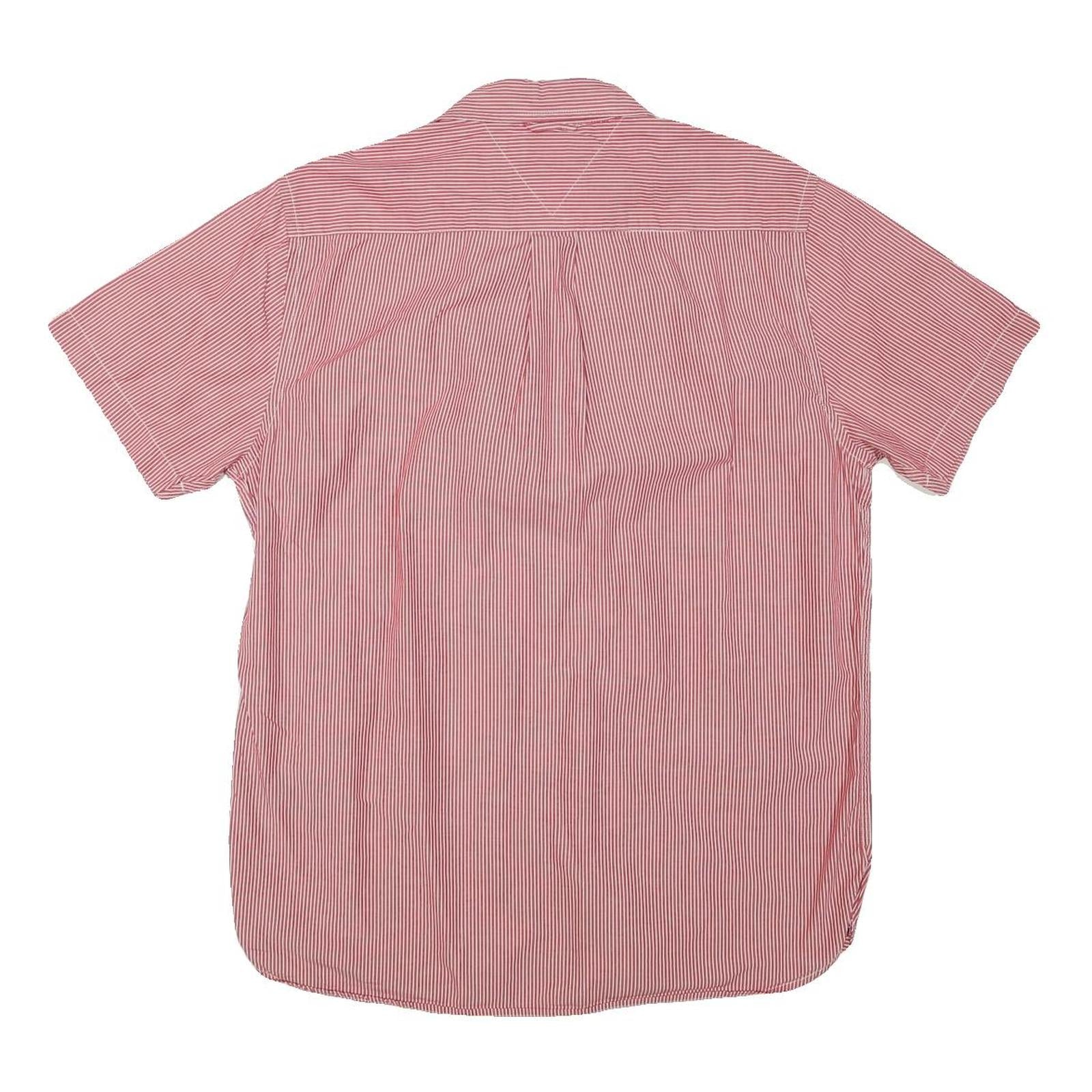 TOMMY HILFIGER Mens Red & White Striped Shirt M Casual Button Down Cotton Blend