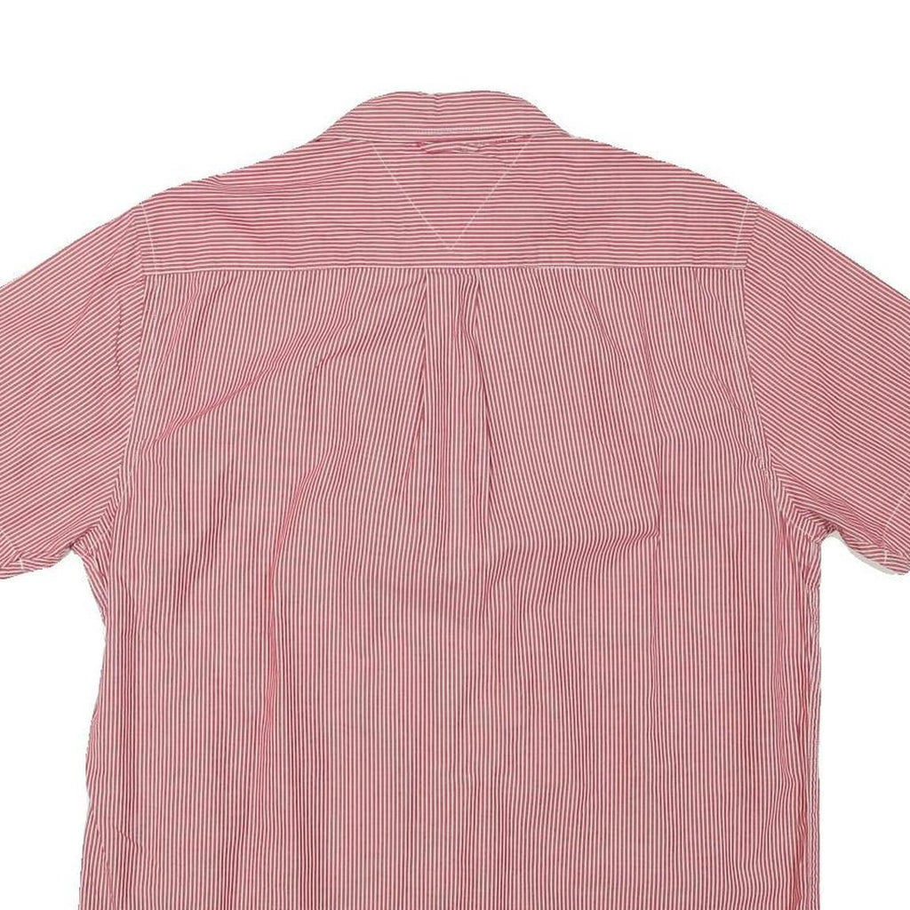 TOMMY HILFIGER Mens Red & White Striped Shirt M Casual Button Down Cotton Blend