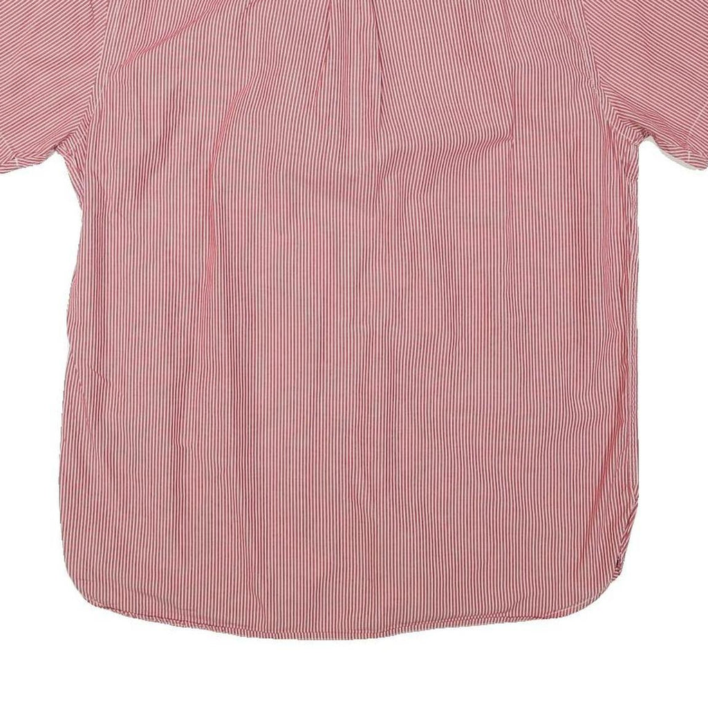 TOMMY HILFIGER Mens Red & White Striped Shirt M Casual Button Down Cotton Blend