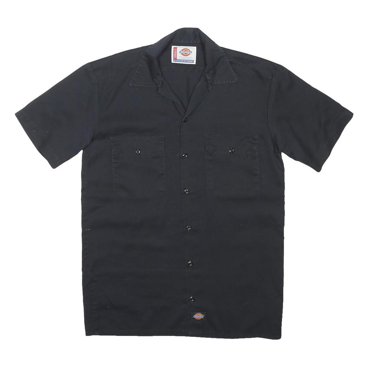 DICKIES Mens Black Work Shirt S Polyester Blend Short Sleeve Button