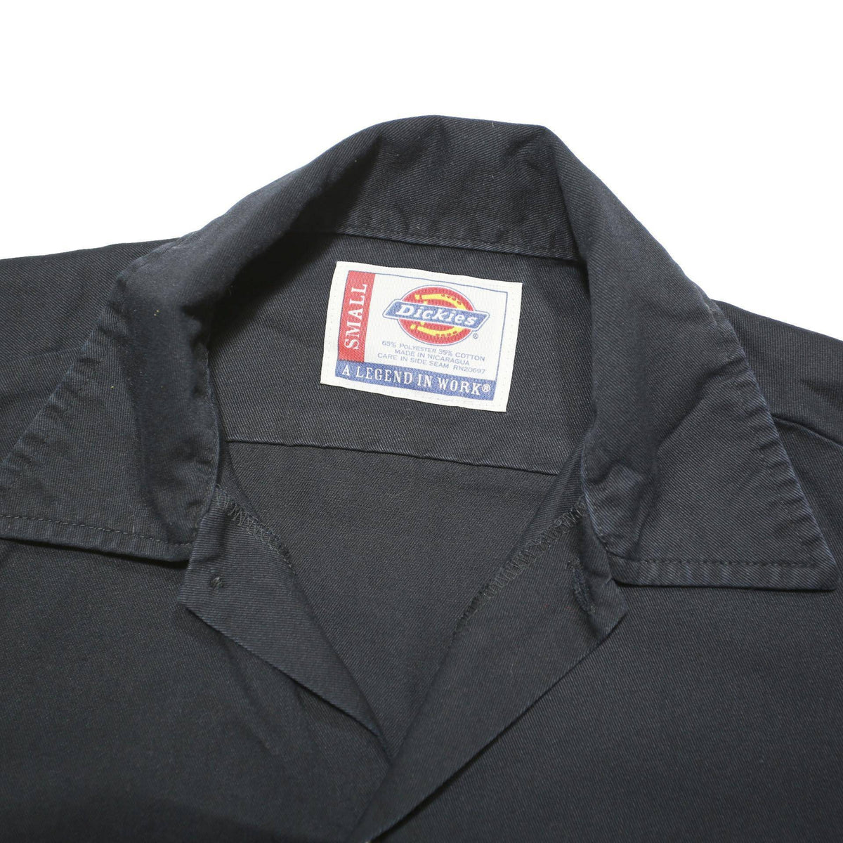 DICKIES Mens Black Work Shirt S Polyester Blend Short Sleeve Button