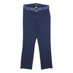 LAUREN RALPH LAUREN Womens Navy Cotton Blend Regular Fit Straight Leg Trousers