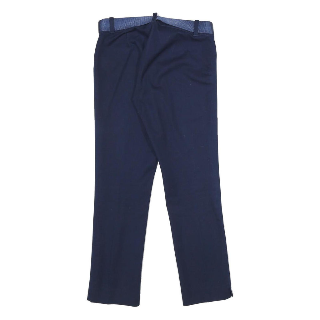 LAUREN RALPH LAUREN Womens Navy Cotton Blend Regular Fit Straight Leg Trousers