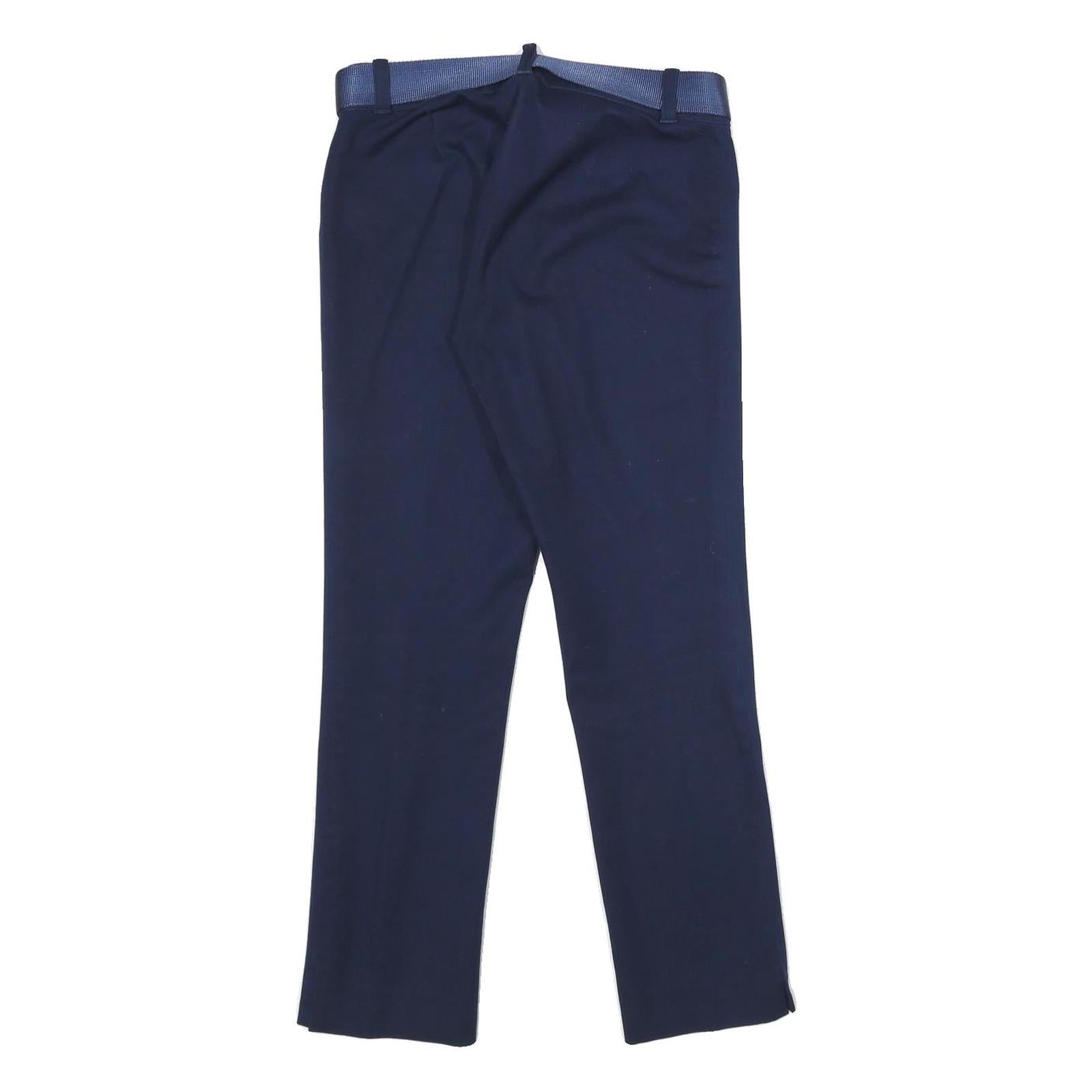 LAUREN RALPH LAUREN Womens Navy Cotton Blend Regular Fit Straight Leg Trousers
