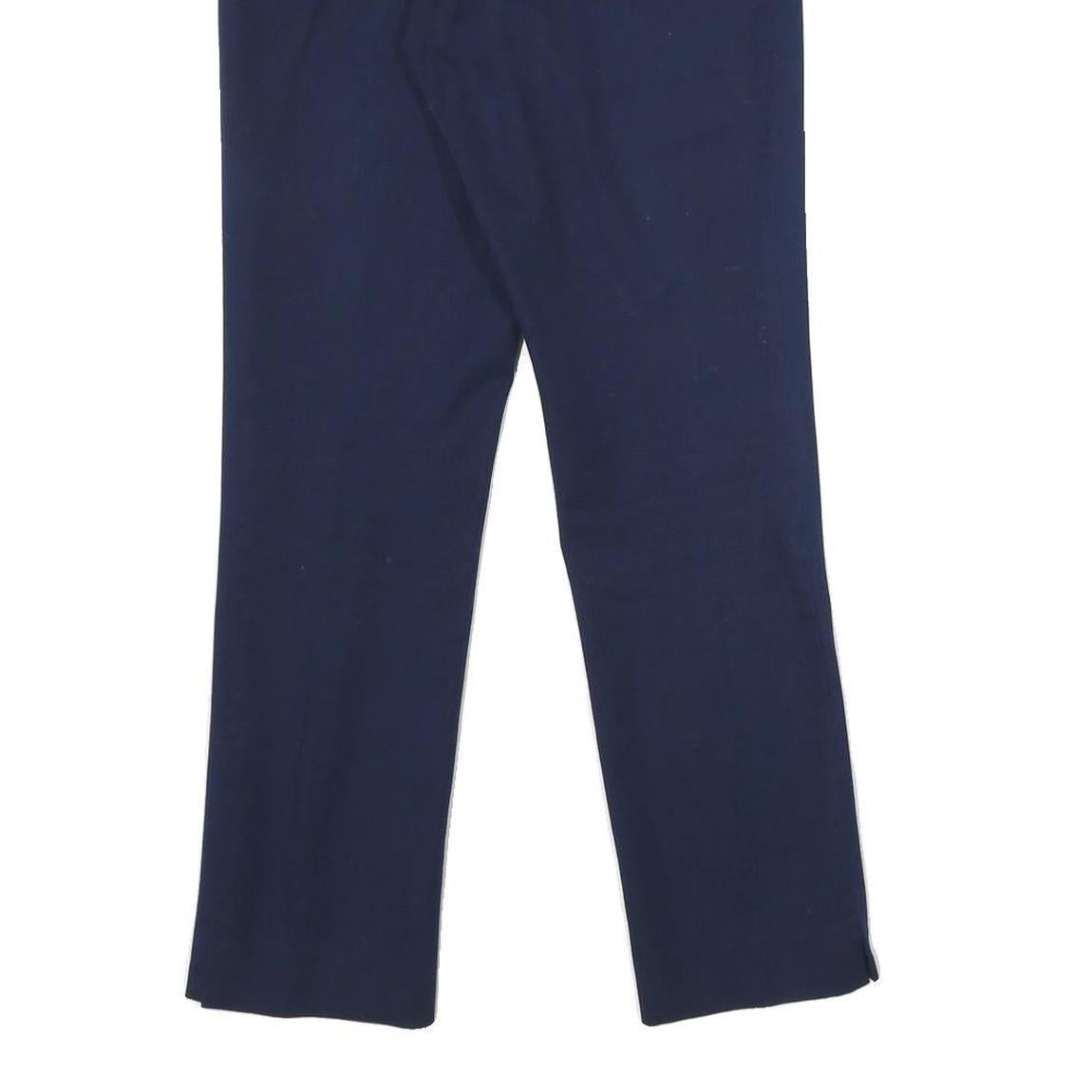 LAUREN RALPH LAUREN Womens Navy Cotton Blend Regular Fit Straight Leg Trousers