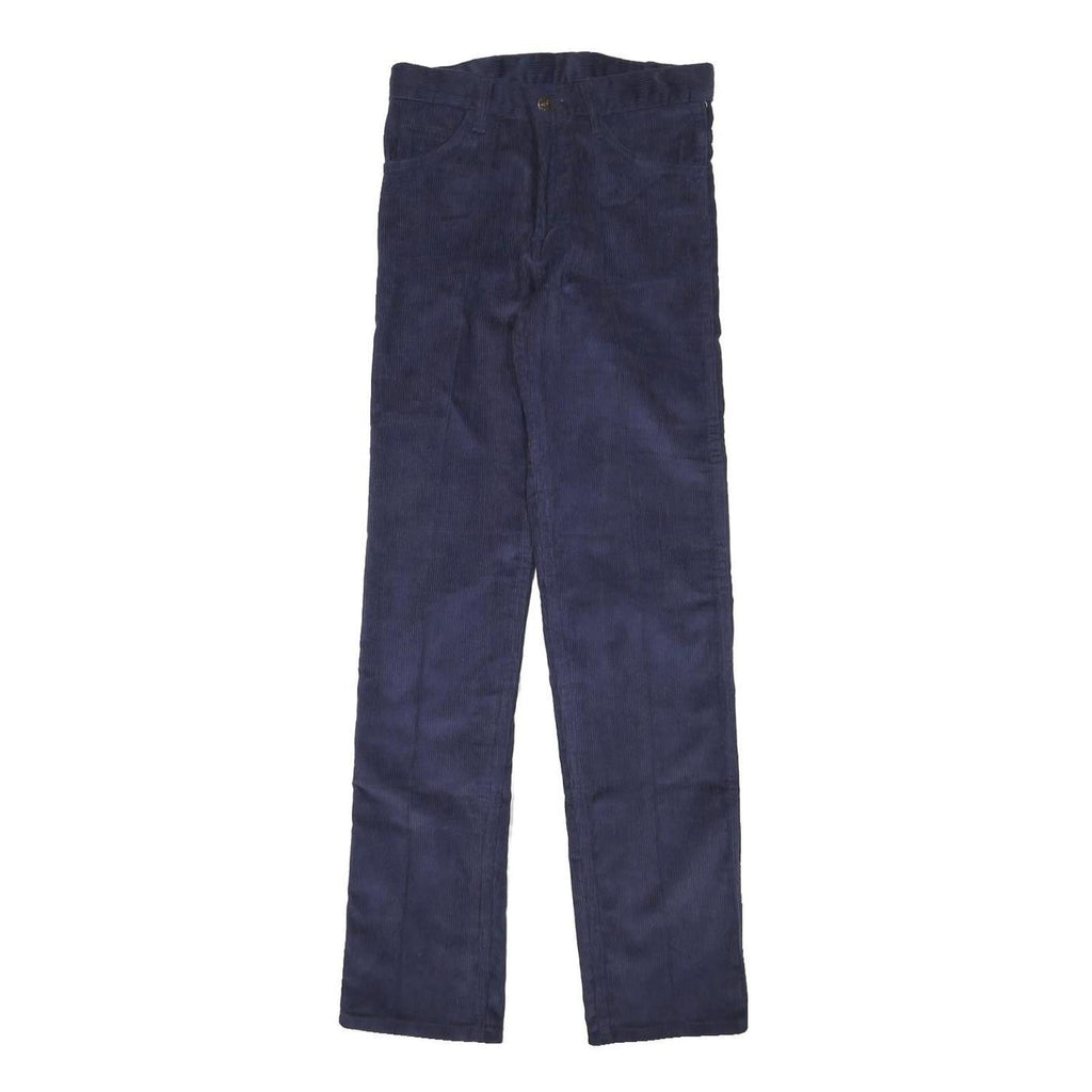 Womens Navy Slim Fit Corduroy Trousers W26 L30 Cotton Blend Zip Closure Classic