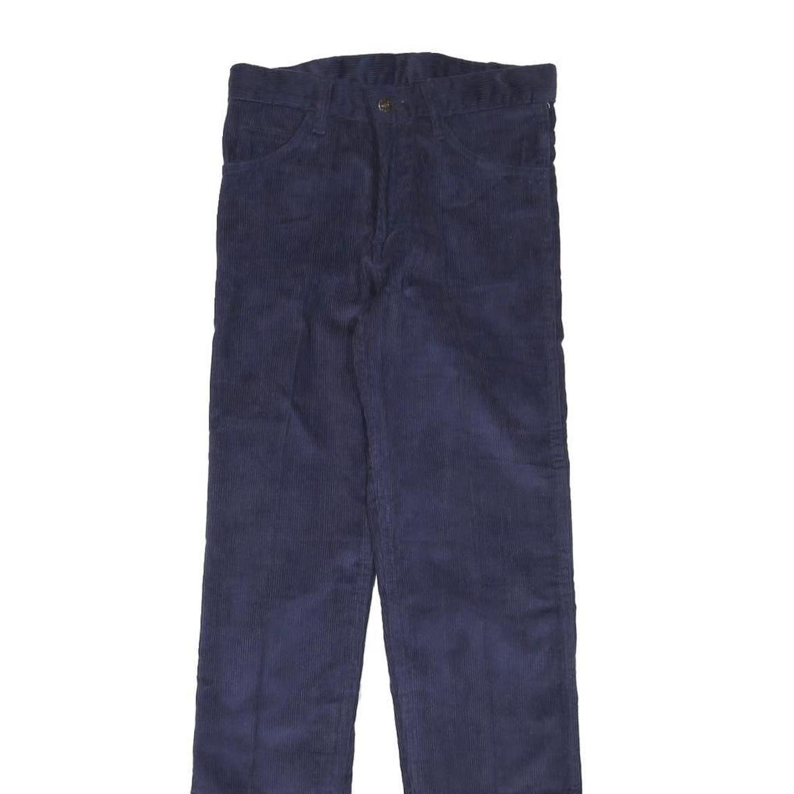 Womens Navy Slim Fit Corduroy Trousers W26 L30 Cotton Blend Zip Closure Classic