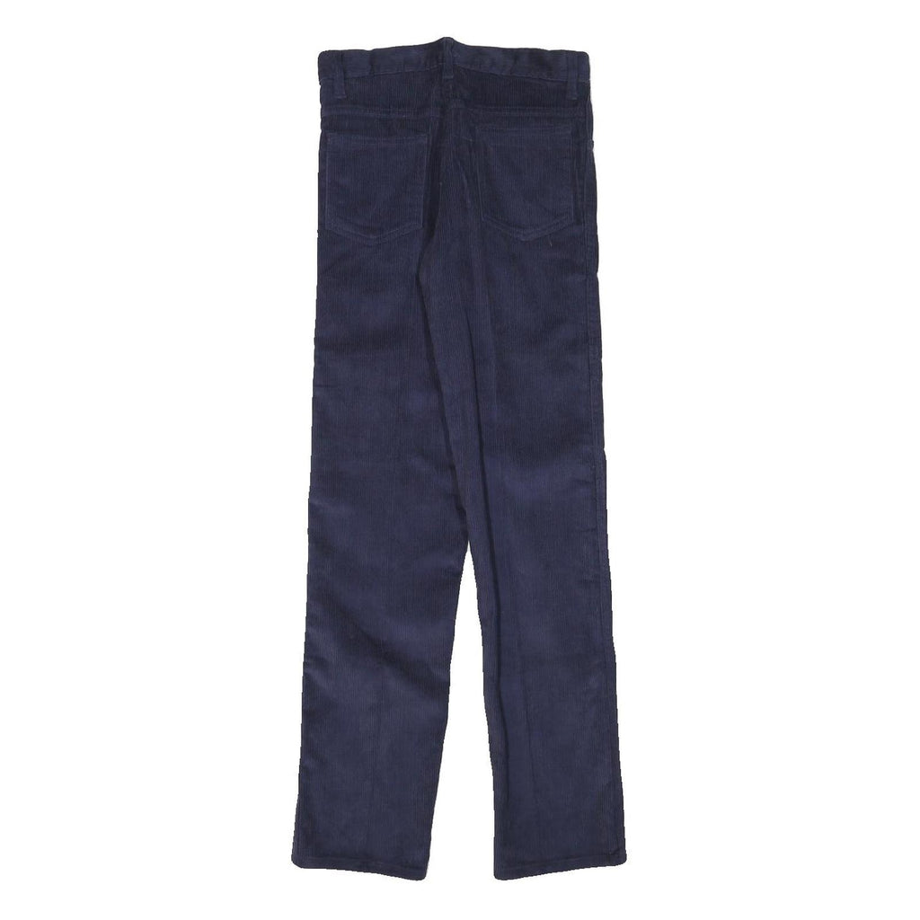 Womens Navy Slim Fit Corduroy Trousers W26 L30 Cotton Blend Zip Closure Classic