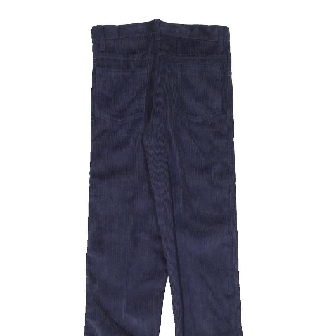 Womens Navy Slim Fit Corduroy Trousers W26 L30 Cotton Blend Zip Closure Classic