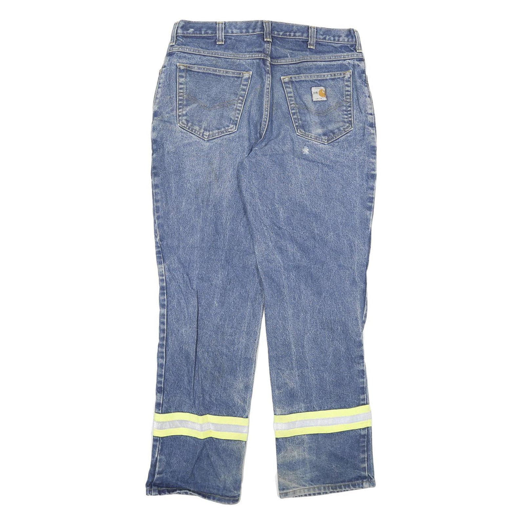 CARHARTT Mens Regular Blue Denim Light Jeans W34 L32 Reflective Tape Workwear