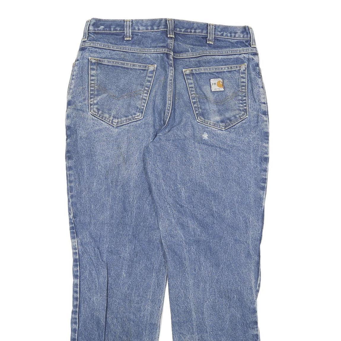 CARHARTT Mens Regular Blue Denim Light Jeans W34 L32 Reflective Tape Workwear