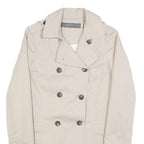 ZARA Womens Cream Button Cotton Blend Trench Jacket S Lightweight Classic