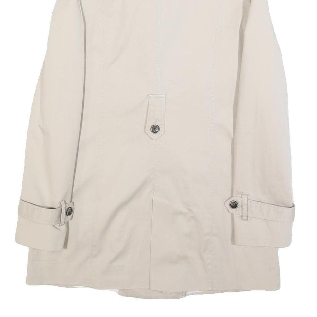 ZARA Womens Cream Button Cotton Blend Trench Jacket S Lightweight Classic