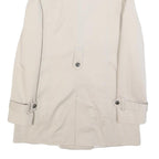 ZARA Womens Cream Button Cotton Blend Trench Jacket S Lightweight Classic