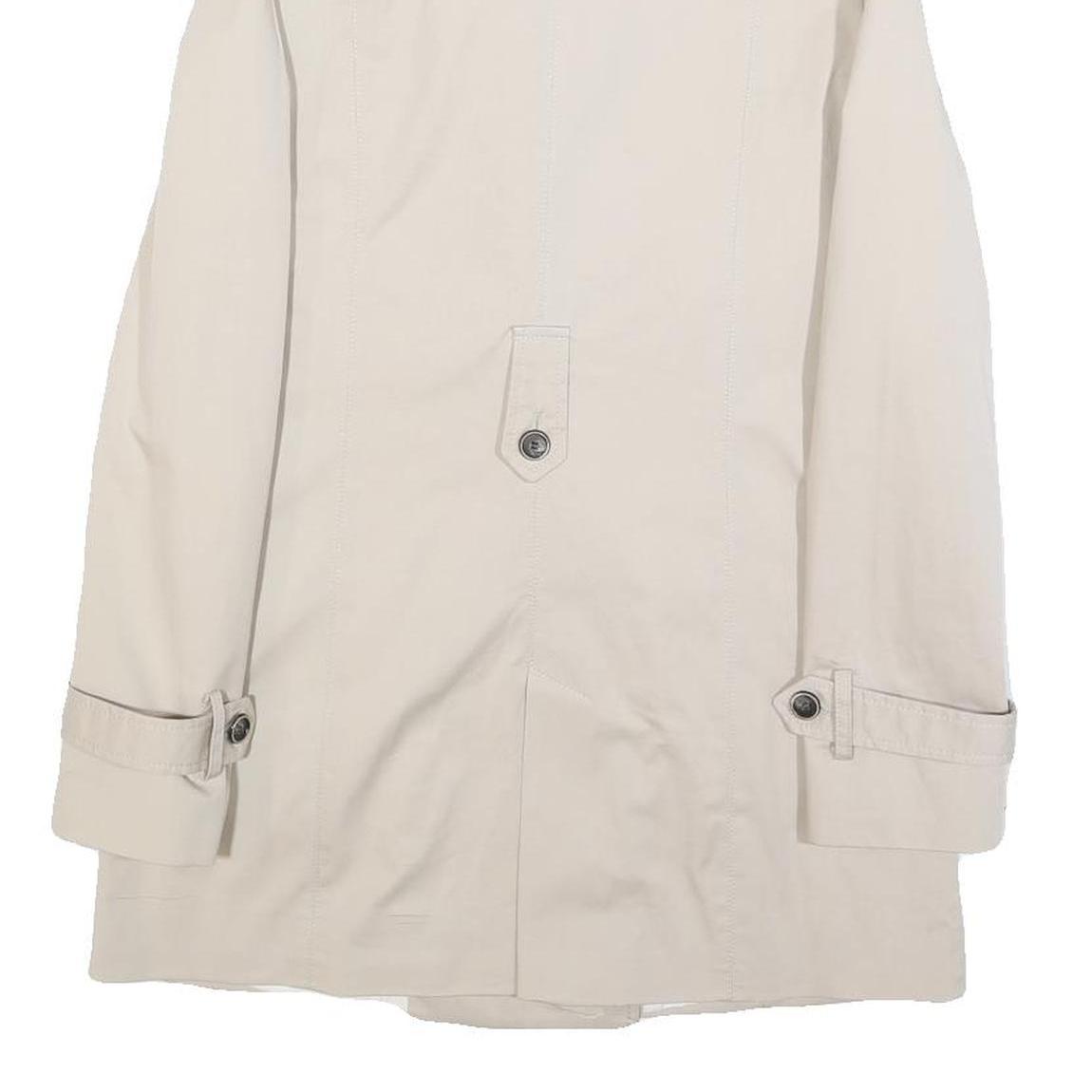 ZARA Womens Cream Button Cotton Blend Trench Jacket S Lightweight Classic