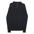 REISS Mens Black Wool Plain Pullover Zip Neck Basic Knit S Smart Casual Jumper