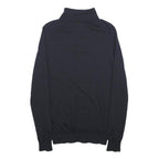 REISS Mens Black Wool Plain Pullover Zip Neck Basic Knit S Smart Casual Jumper