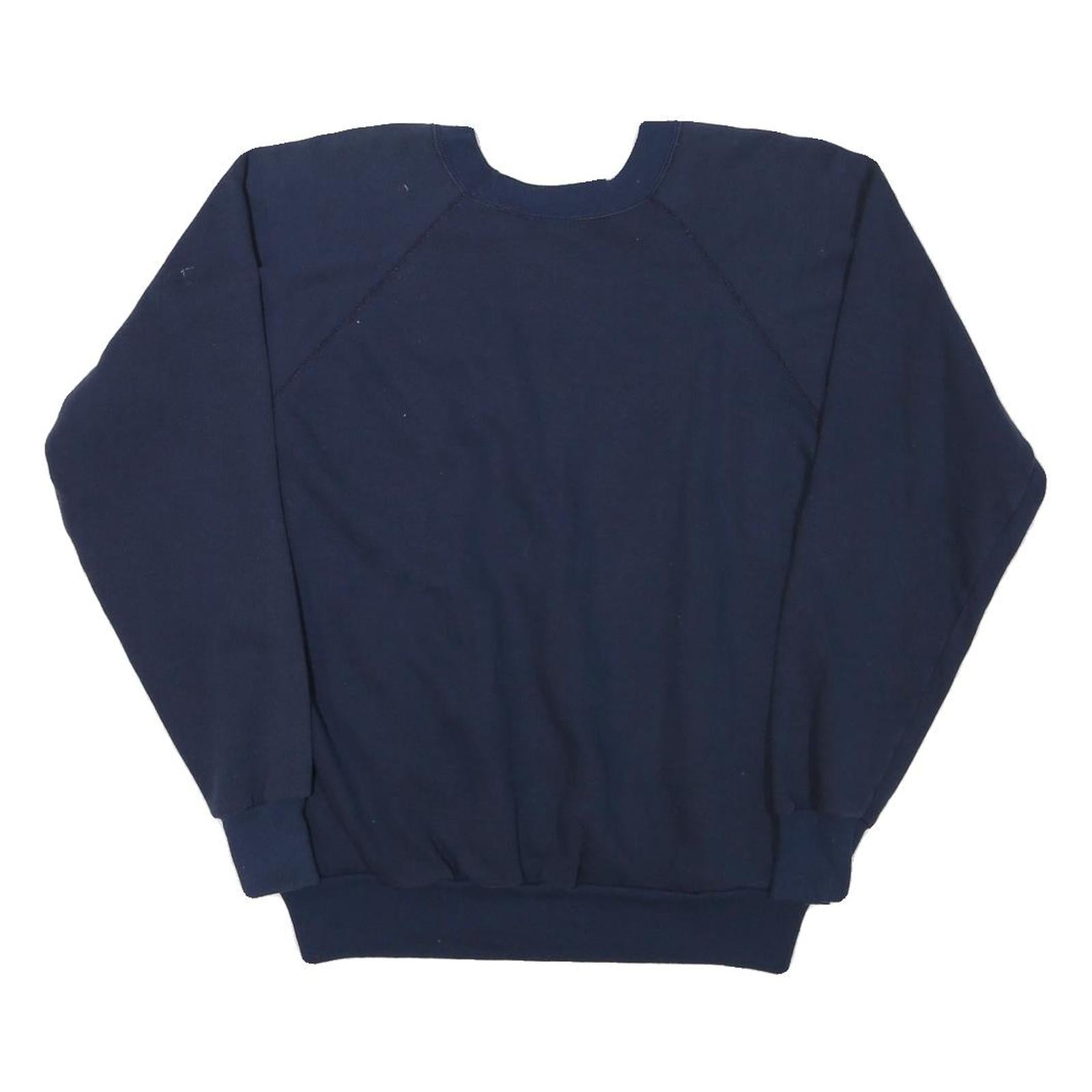 J E MORGAN Mens Navy Blue Sweatshirt Crew Neck L Casual Cotton Blend Pullover