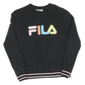 FILA Womens Black Cotton Crew Neck S Sweatshirt Colour Block Logo
