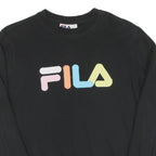 FILA Womens Black Cotton Crew Neck S Sweatshirt Colour Block Logo