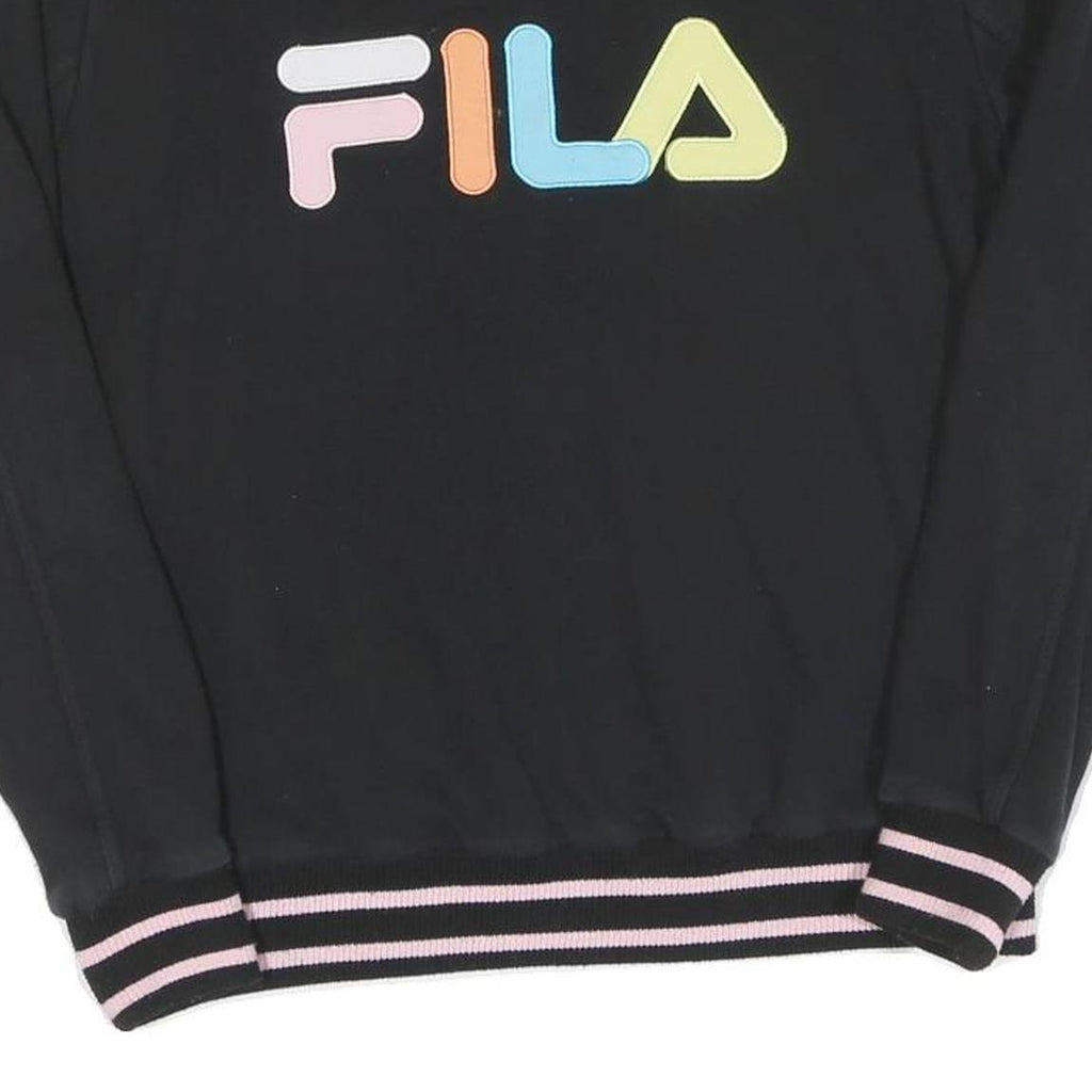 FILA Womens Black Cotton Crew Neck S Sweatshirt Colour Block Logo