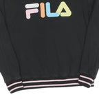 FILA Womens Black Cotton Crew Neck S Sweatshirt Colour Block Logo