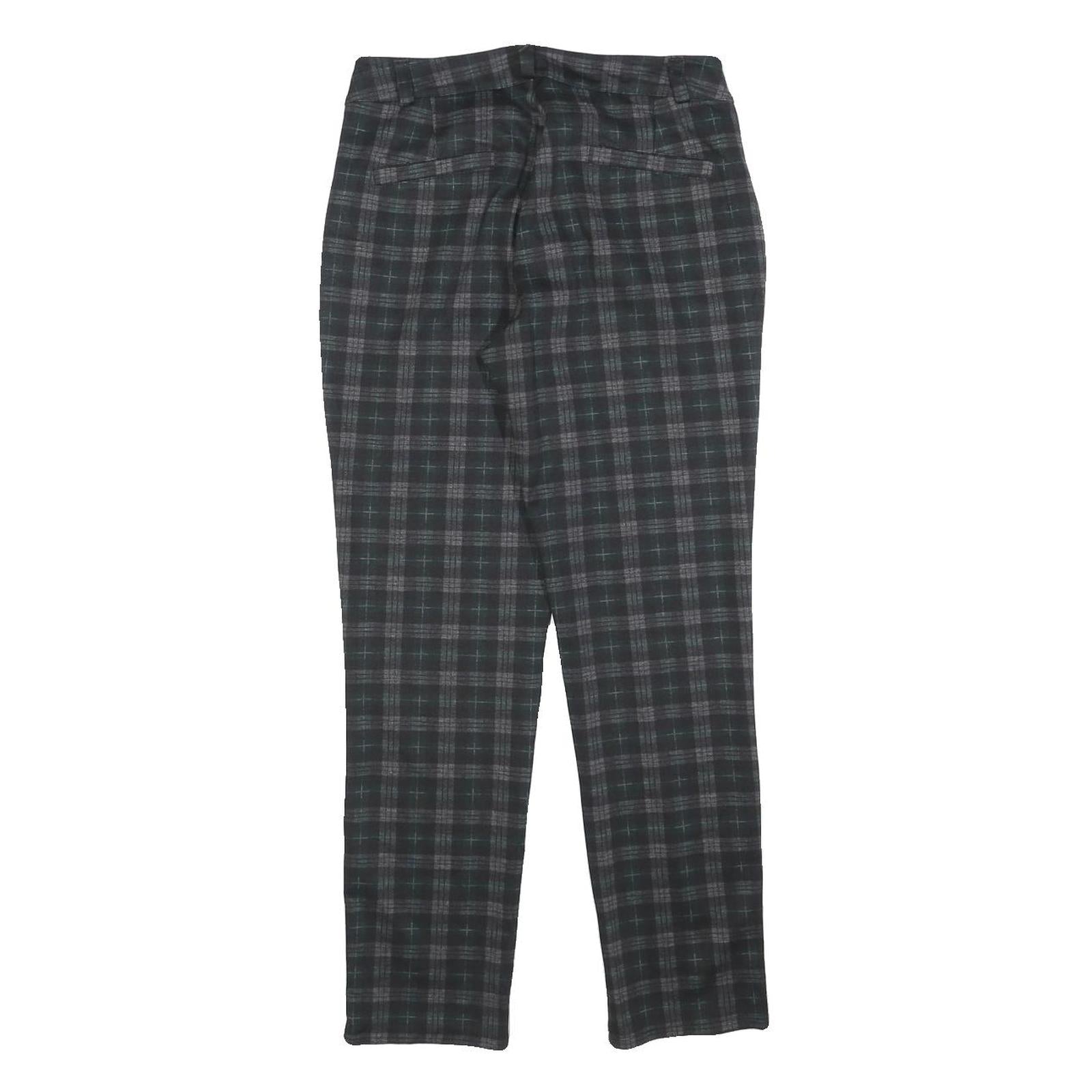 CARNABY Womens Cotton Blend Slim Black Grey Check Trousers W26 L26 Stylish