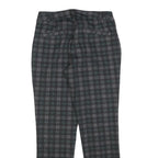CARNABY Womens Cotton Blend Slim Black Grey Check Trousers W26 L26 Stylish