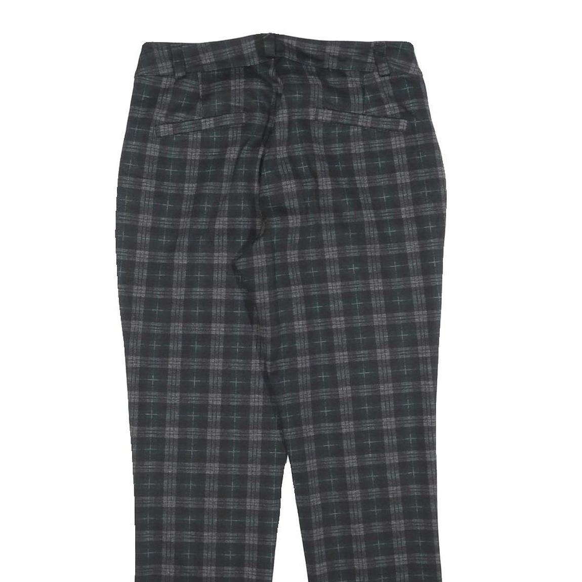 CARNABY Womens Cotton Blend Slim Black Grey Check Trousers W26 L26 Stylish