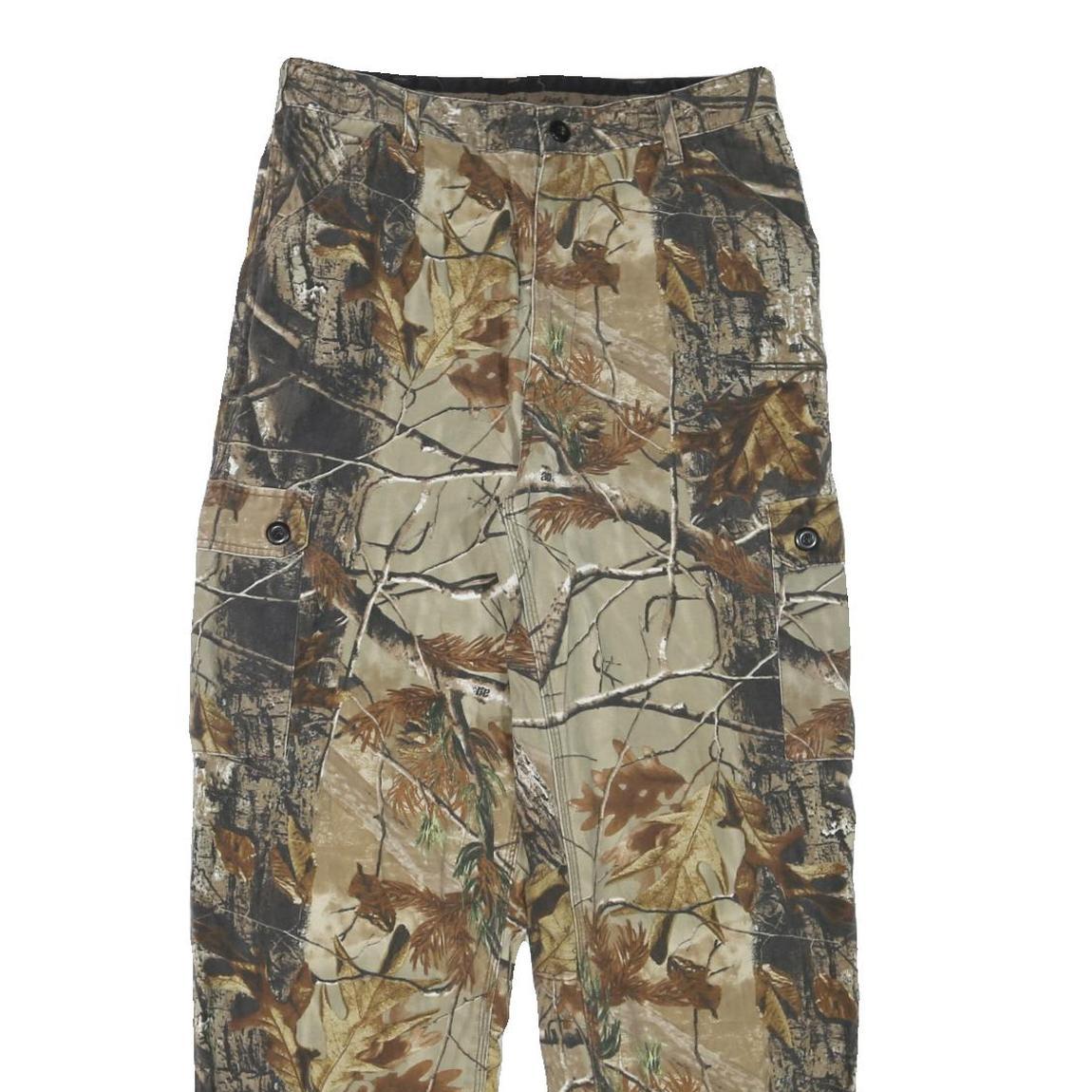 LIBERTY Mens Cotton Blend Beige Brown Camouflage Regular Fit Cargo Trousers W32