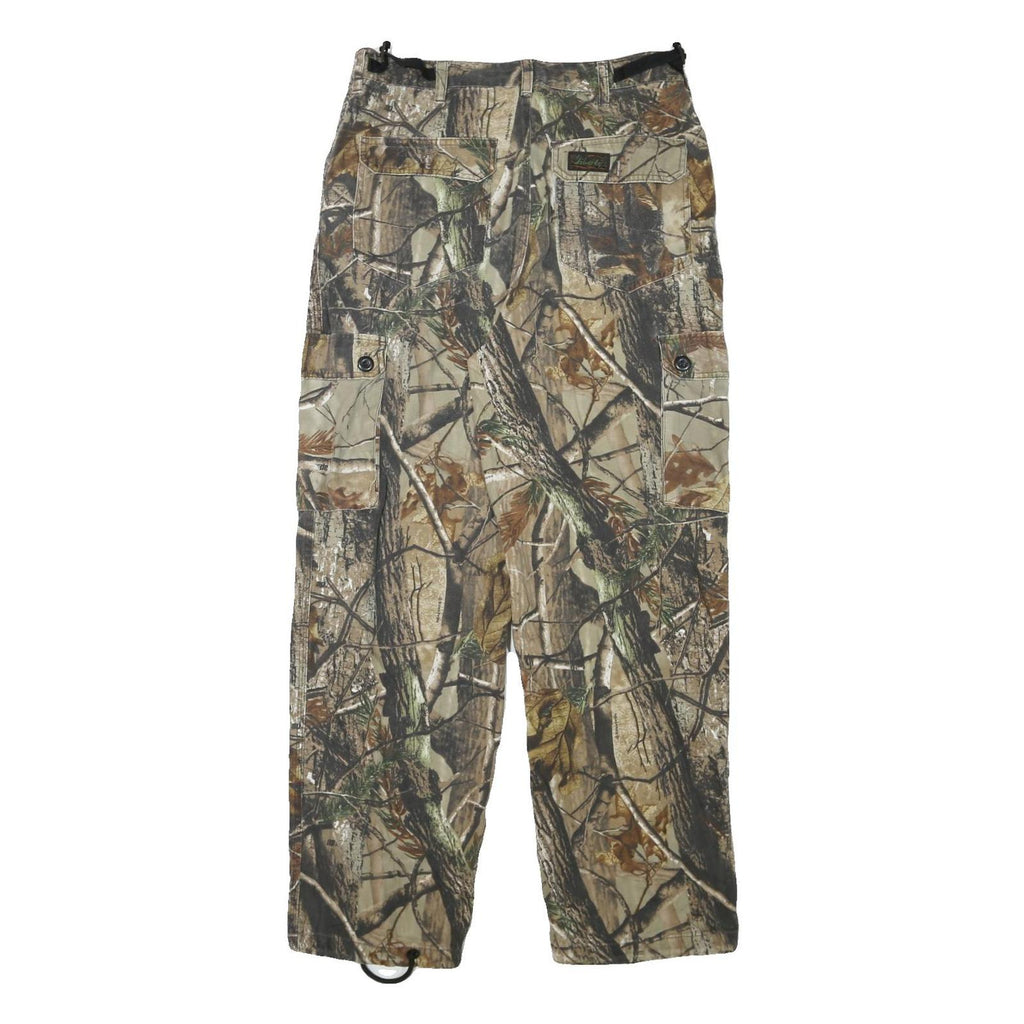 LIBERTY Mens Cotton Blend Beige Brown Camouflage Regular Fit Cargo Trousers W32