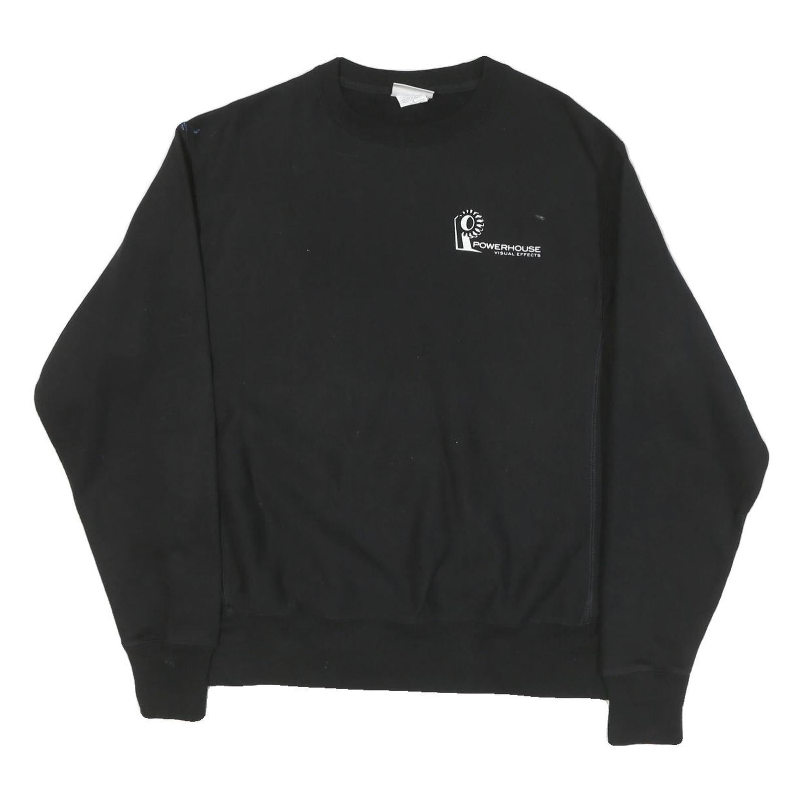 CHAMPION Mens Black Powerhouse Visual Effects Logo Crew Neck M Cotton Sweatshirt