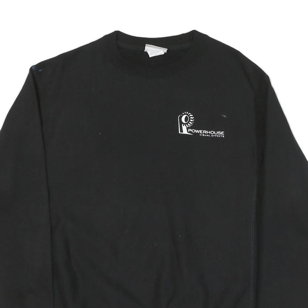 CHAMPION Mens Black Powerhouse Visual Effects Logo Crew Neck M Cotton Sweatshirt