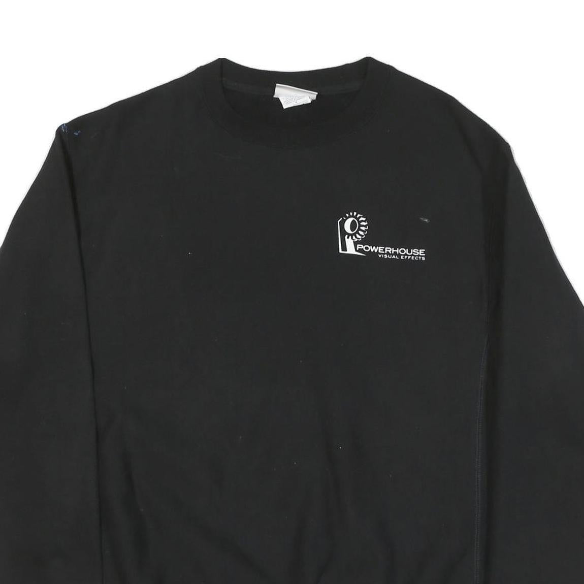 CHAMPION Mens Black Powerhouse Visual Effects Logo Crew Neck M Cotton Sweatshirt