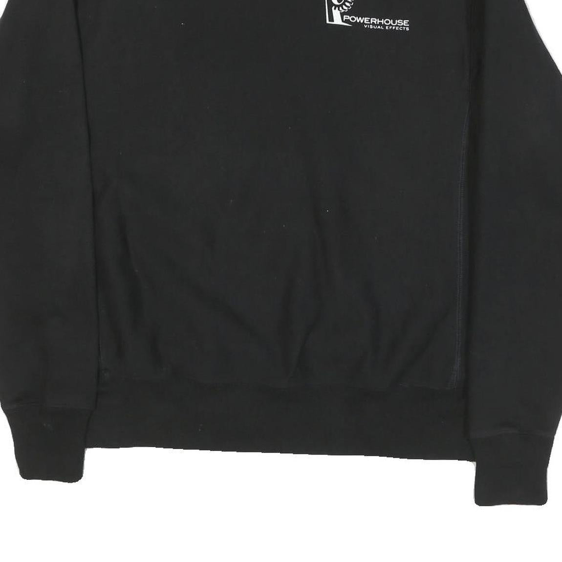 CHAMPION Mens Black Powerhouse Visual Effects Logo Crew Neck M Cotton Sweatshirt