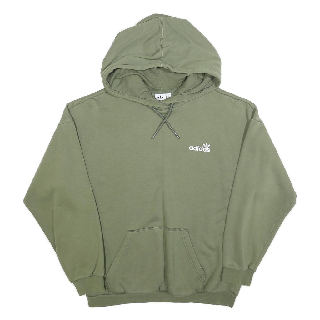 ADIDAS Womens Green Cotton Blend Pullover Hoodie UK 12 Casual Sportswear