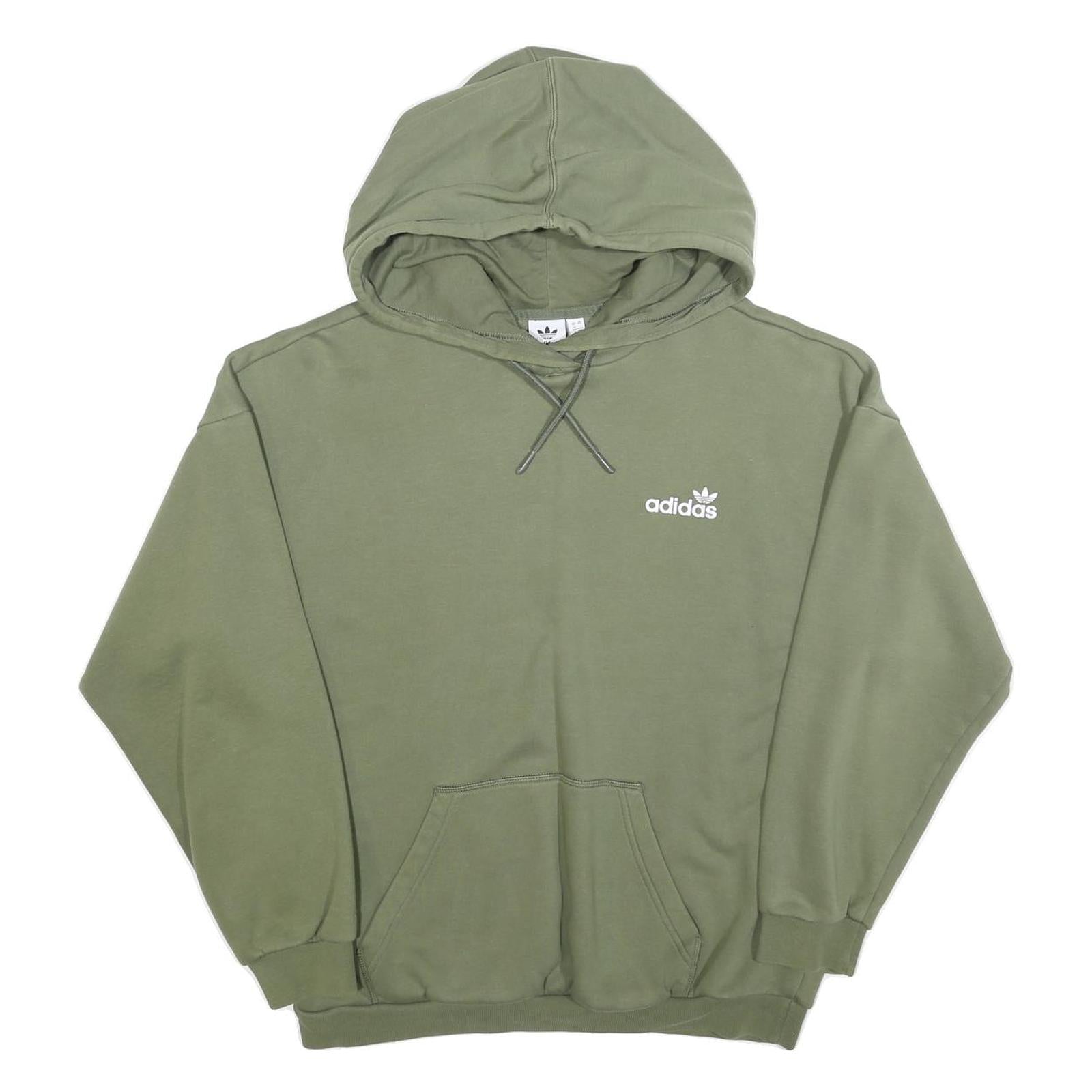 ADIDAS Womens Green Cotton Blend Pullover Hoodie UK 12 Casual Sportswear