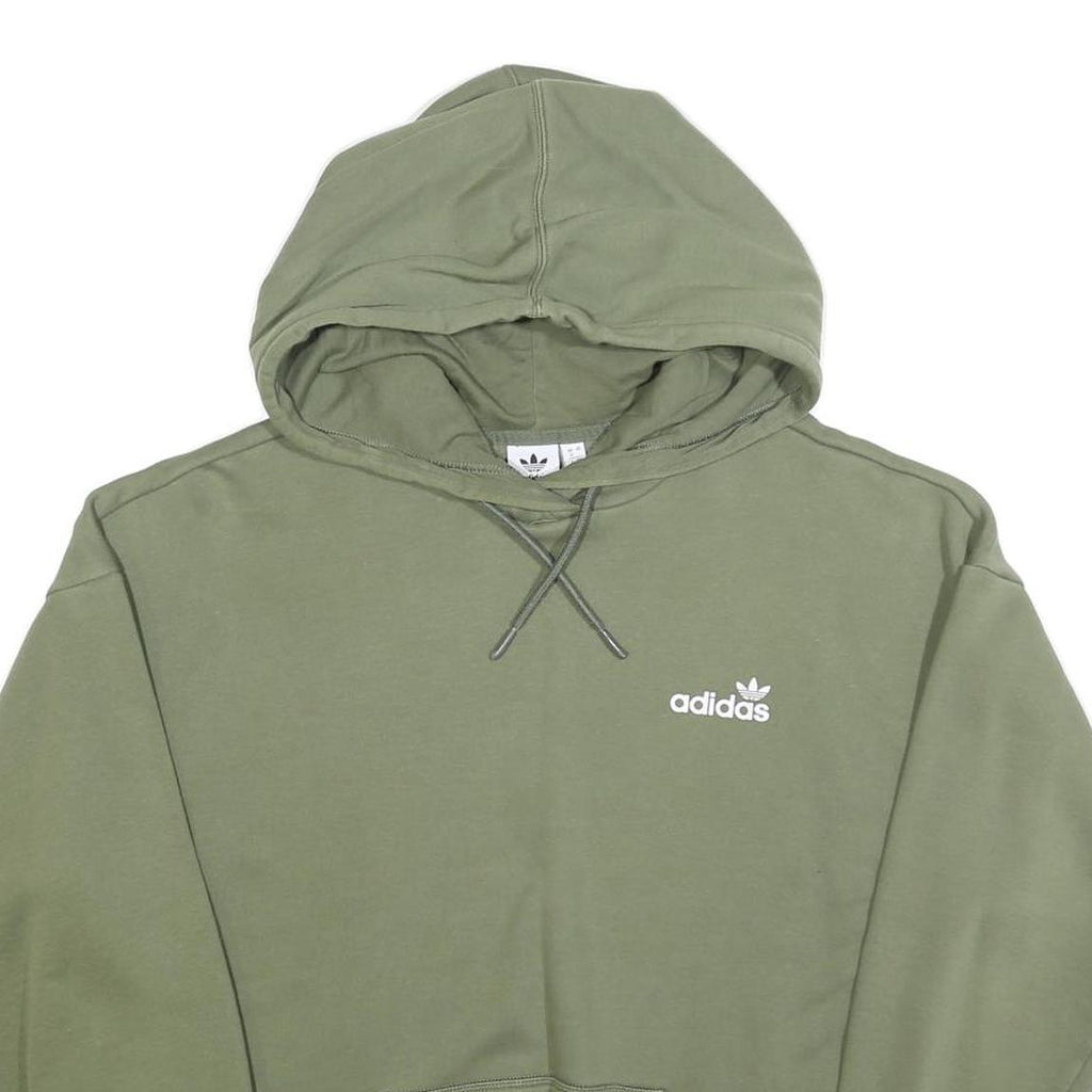 ADIDAS Womens Green Cotton Blend Pullover Hoodie UK 12 Casual Sportswear