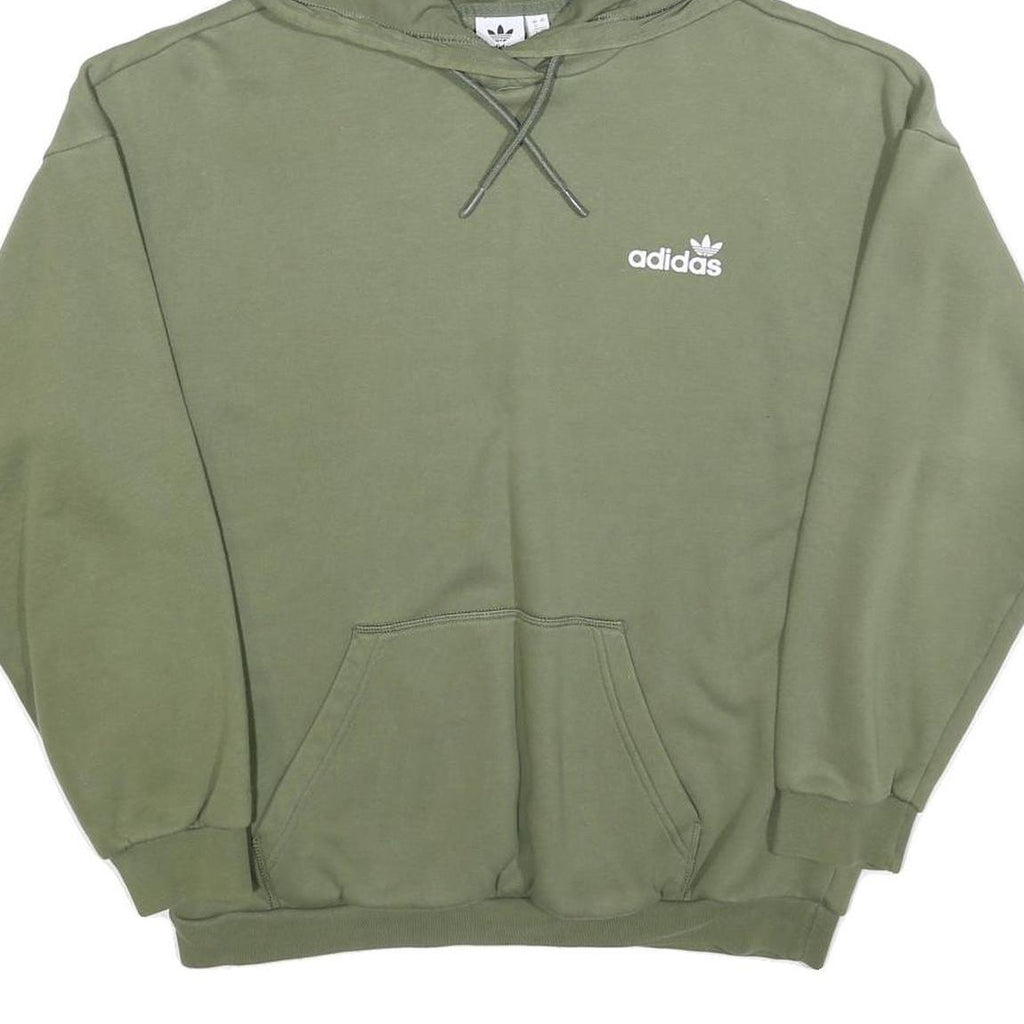 ADIDAS Womens Green Cotton Blend Pullover Hoodie UK 12 Casual Sportswear
