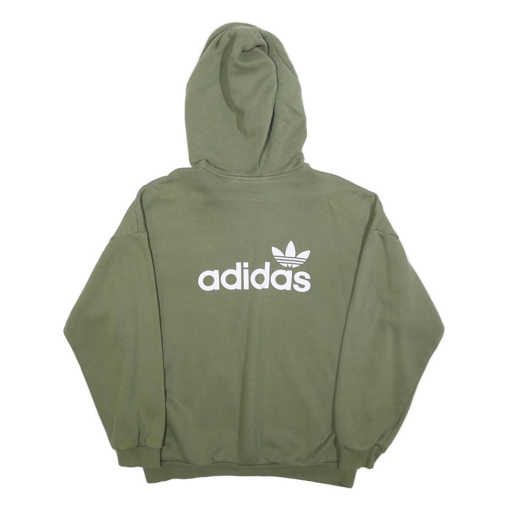 ADIDAS Womens Green Cotton Blend Pullover Hoodie UK 12 Casual Sportswear